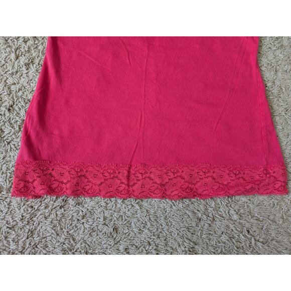 Y2K Forever 21 Babydoll Tank Top M Red-Pink Lace Cami Coquette Kawaii Barbie - Picture 7 of 8